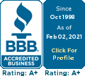 BBB Accredited Business A+ Rating