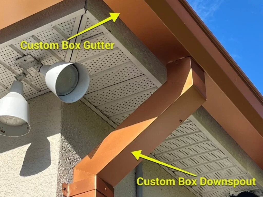 Custom Copper Box Gutter installation in Tampa